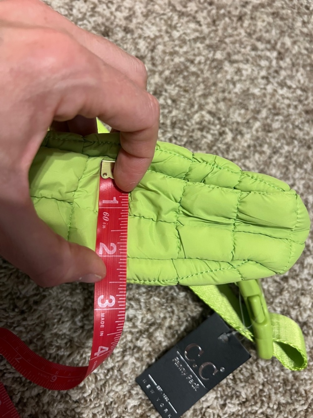 NWT! C.C Lime Green Quilted Mini Crossbody/Belt Puffer Bag - Picture 11 of 11